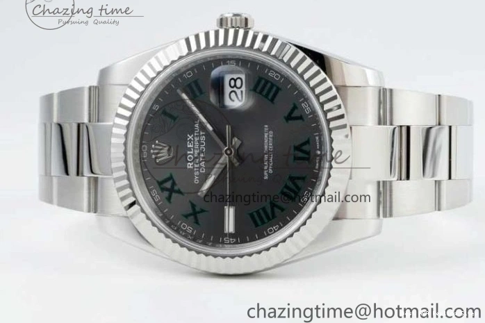 AAA Replica Watches Green 904L on 126334 Gray 41 2285 Steel Bracelet 1:1 Best Edition Dial VR NTF ZeroBulk DateJust Roman Oyster 0122